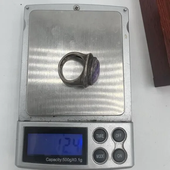 925 Sterling Silver Purple Charoite Oval Ring Sz 6.25 Pinky Heavy Tested GIFT - Picture 14 of 14